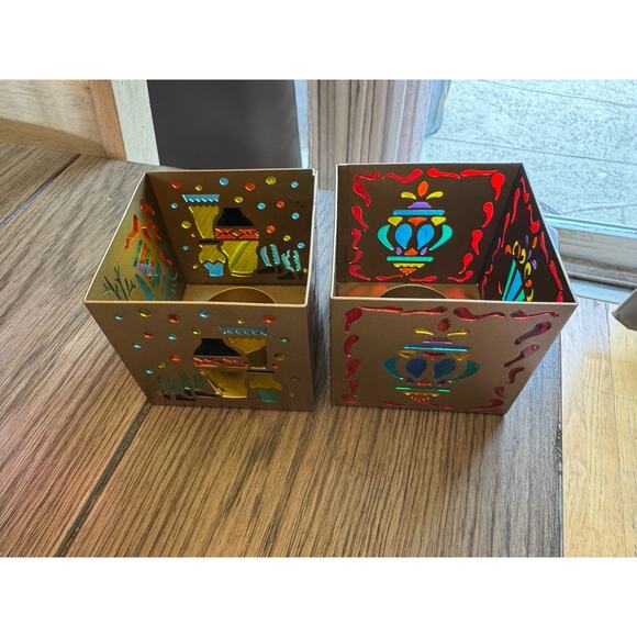 Retired Set 2 PartyLite Southwestern Lights Holiday Tea Light Candle Holders 3” - Picture 2 of 7